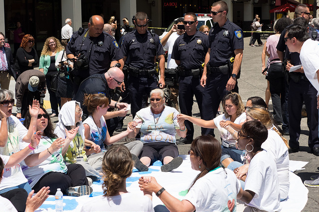 Activist Teresa Lewxowitz arrested at child care rally